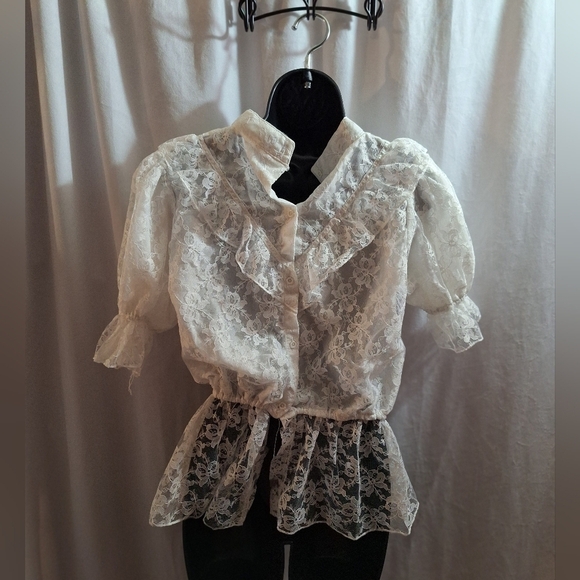 No brand lacey back button-down blouse large - Picture 5 of 6